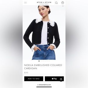 Alice Olivia NOELLA EMBELLISHED COLLARED CARDIGAN